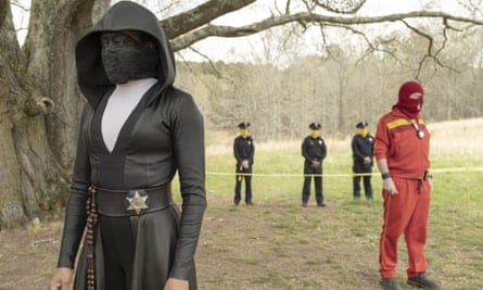 Regina King in a scene from awardwinning HBO series Watchmen, which was created without the involvement of Alan Moore.