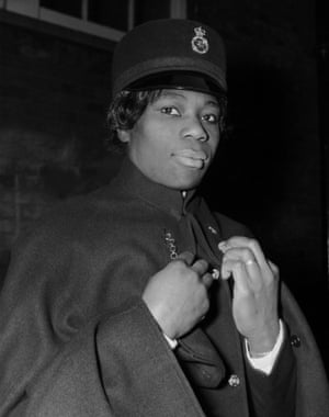 Sislin Fay Allen, the first black woman to join London’s Metropolitan police, 15th February 1968, wearing a cape designed by Norman Hartnell