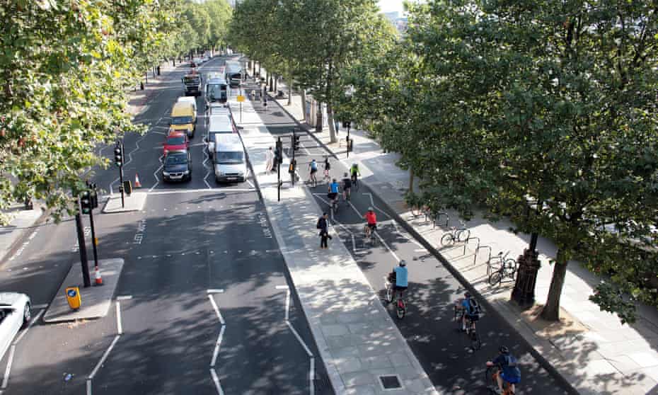 The segregated cycle superhighway on the Embankment (pictured) brought about a 54% per cent rise in cycling in just its first six months.