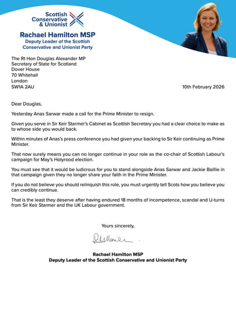 Letter to Douglas Alexander