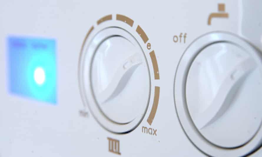Controls on a domestic gas boiler.