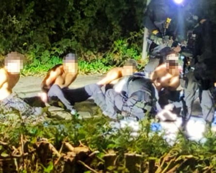 The five men were arrested near the British air force base of RAF Fairford.