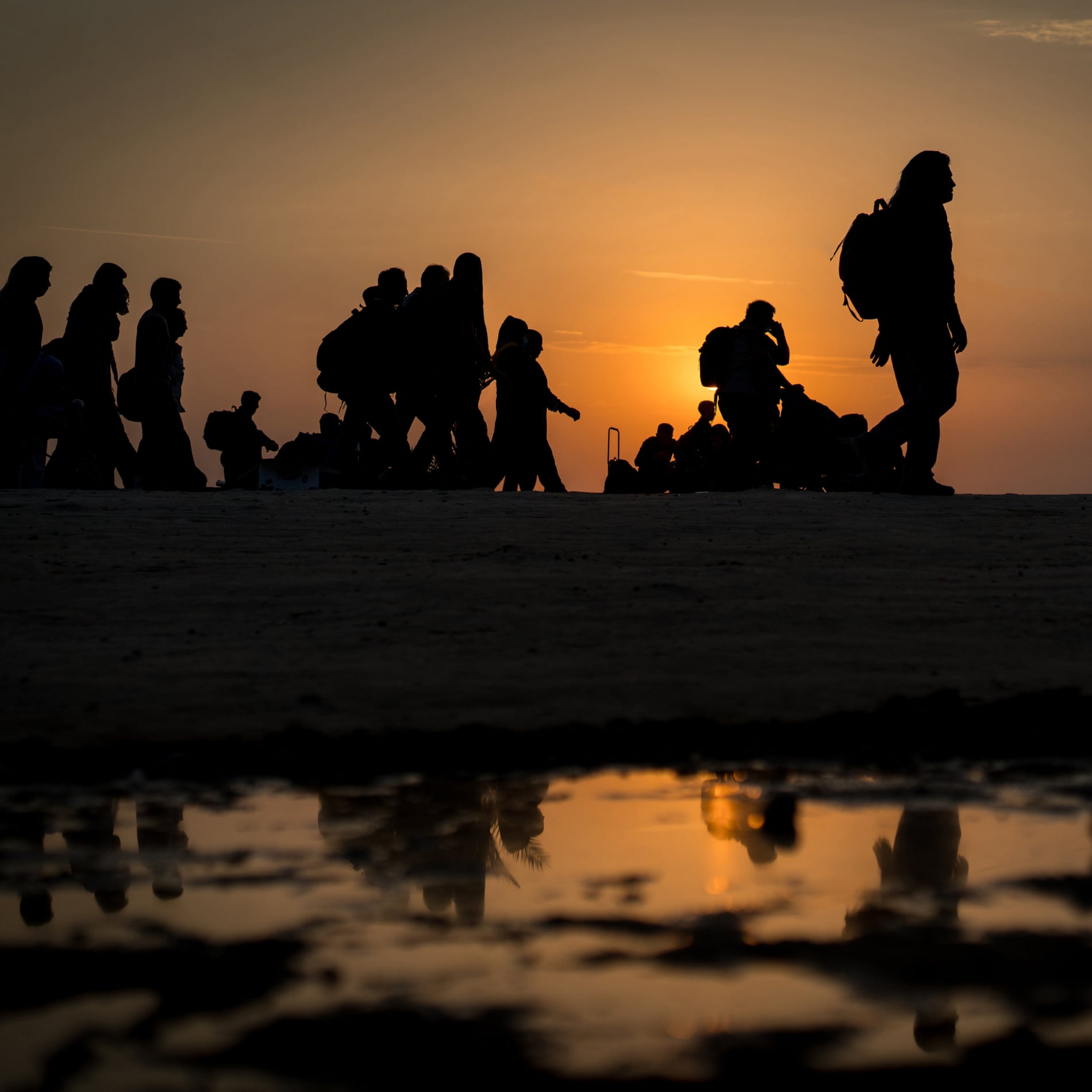 Migrants walking