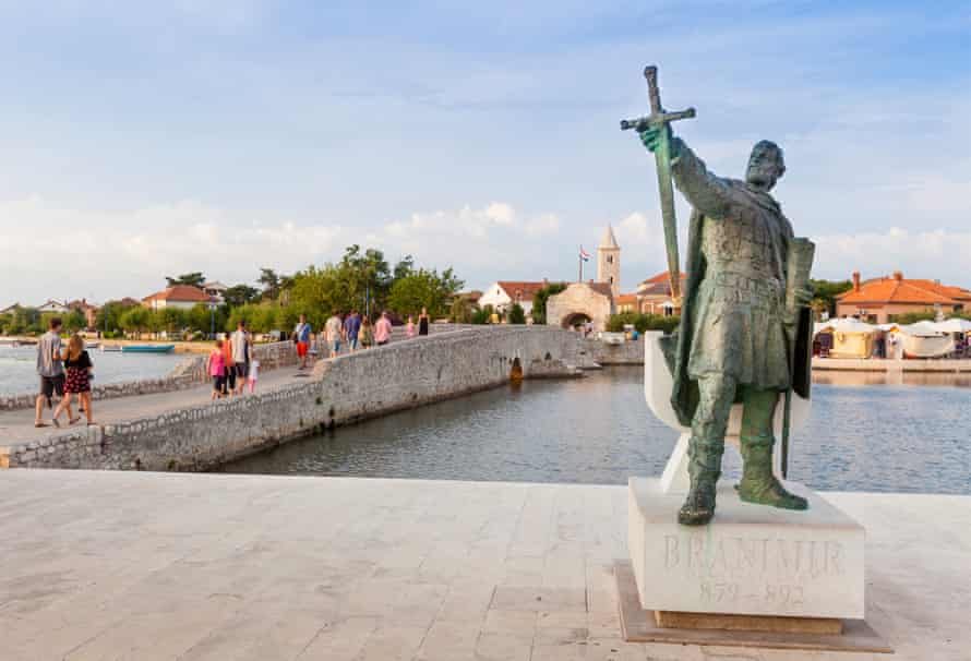 Statue of the ninth-century leader Branimir of Croatia in Nin town.