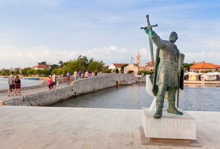 Statue of the ninth-century leader Branimir of Croatia in Nin town. 
