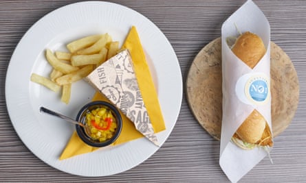 ‘It’s a giant of a thing’: fish-finger sandwich and chips.