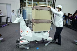 Tokyo, JapanJapan’s Kawasaki Heavy Industries demonstrates a goat-looking robot that can carry baggage and goods. It believes robots will help with labour shortages in the country’s ageing society