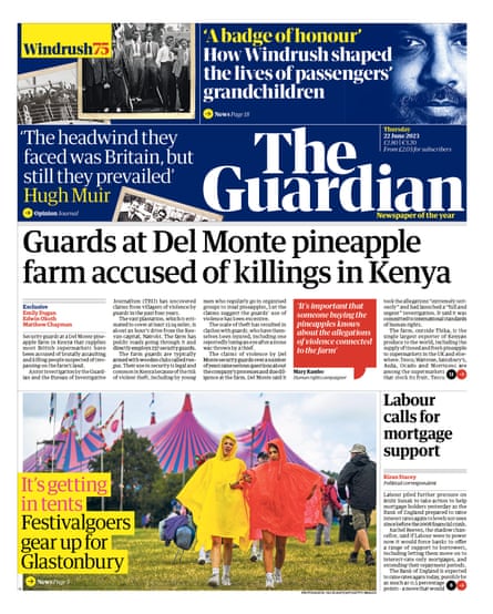 Guardian front page, Thursday 22 June 2023