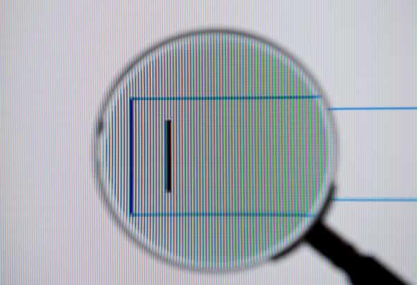 Magnifying glass over a Google search box