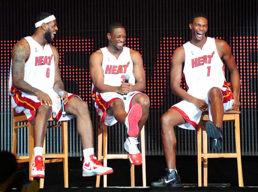LeBron James, Dwyane Wade and Chris Bosh during their time together at the Miami Heat