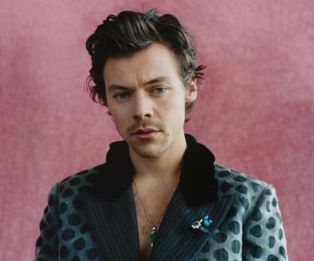 Harry Styles wearing a spotty Maison Margiela jacket