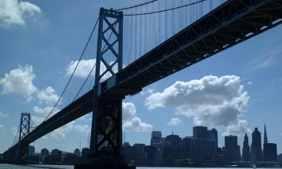 The San Francisco-Oakland Bay bridge is pictured.San Francisco and Oakland rank among the top US cities for the earning gap between the rich and poor people.