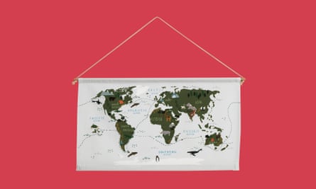 Hanging canvas world map