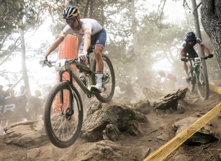 Tom Pidcock pictured at the UCI XCO world championship in Andorra in 2024.