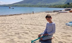 Nazia Parveen’s son enjoys the beach close to Bert’s Kitchen Garden on the Llŷn peninsula.