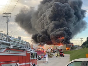 Omaha, USFirefighters work to extinguish a fire as smoke billows at a chemical plant