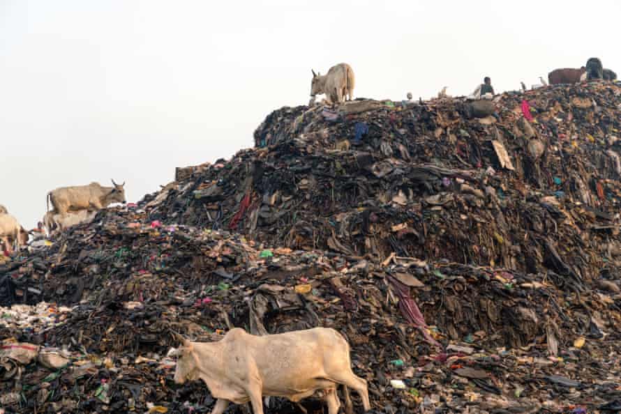 Unsellable imported used clothes rot in a dumpsite in Accra, Ghana