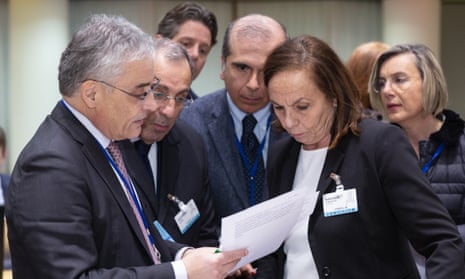 Italian officials at the European council headquarters in Brussels