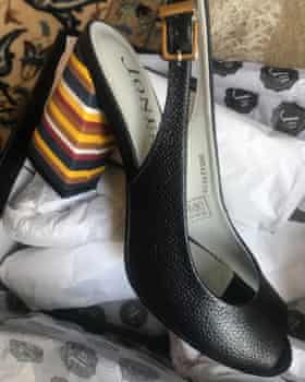 Sue Nicholson’s peep-toe shoes.