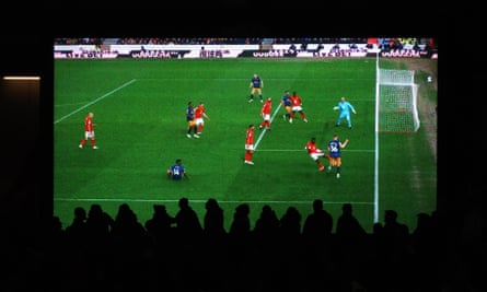 Fans watch replays on the big screen as Newcastle United’s Elliot Anderson’s goal against Nottingham Forest is disallowed by VAR. United won 2-1