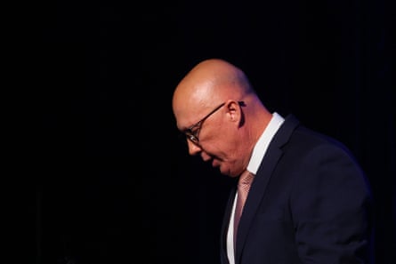 Profile of Peter Dutton against a black background