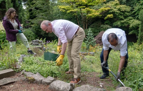 Liberal Democrats leader Ed Davey during a visit to Whinfell Quarry Gardens, Sheffield, on Thursday.