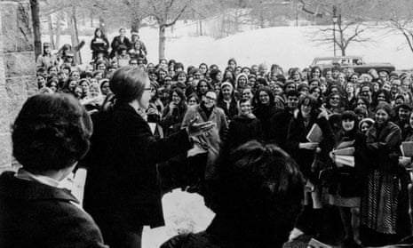 Ann Rosewater listens to Hillary Clinton in the late 60s.