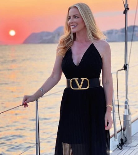 Mone on a yacht at sunset.
