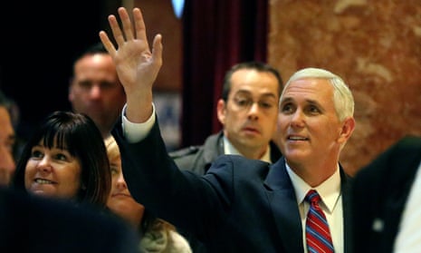 Vice-President-elect Mike Pence, the head of Donald Trump’s transition team, arrives for talks at Trump Tower in New York on Tuesday.