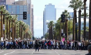 Thousands of demonstrators march in support of the Women’s March on Washington Saturday, Jan. 21, 2017, in Phoenix.