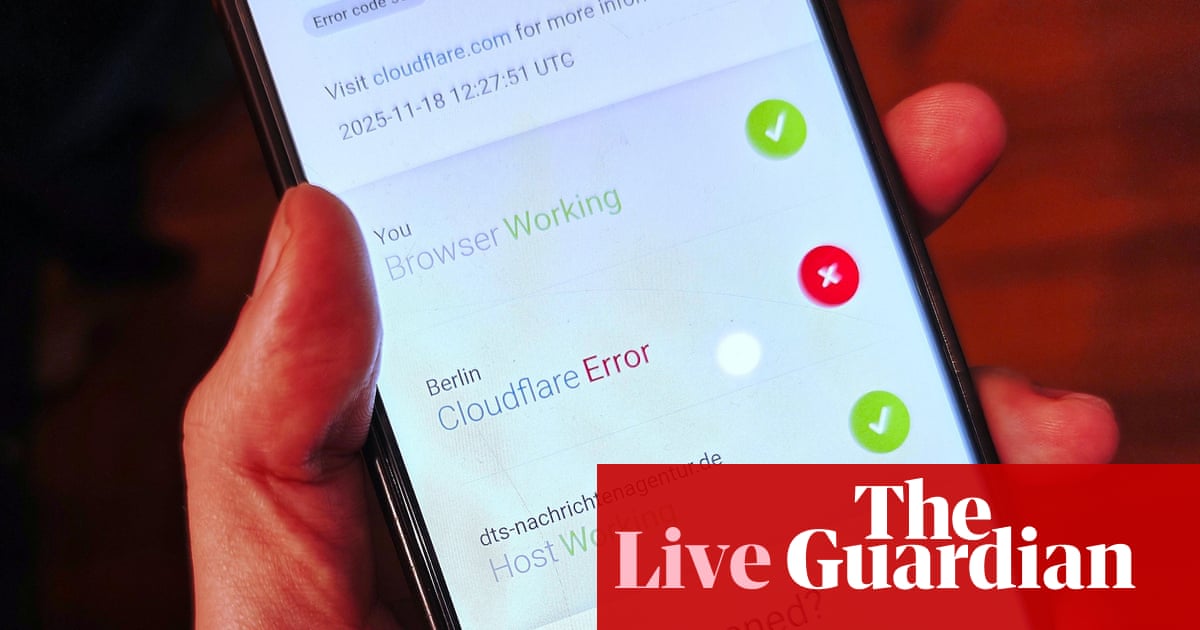 Cloudflare says incident now resolved' after outage causes error messages across the internet live