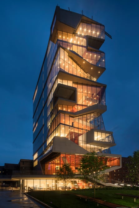 Like a lantern: the building at night. ‘Buildings are events,’ says one of the architects, Elizabeth Diller.
