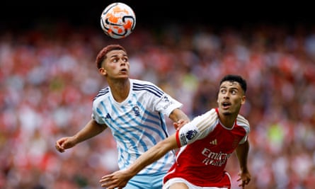Chelsea fear Reece James will be out for months with a hamstring injury | chelsea 1 Brennan Johnson in action for Nottingham Forest at Arsenal.