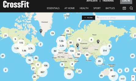 Map of crossfit affiliates around the world