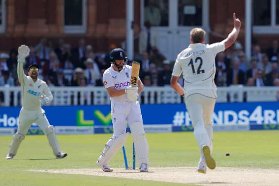 Primal power of Kyle Jamieson is one of Test cricket’s great wonders | England v New Zealand 2022 2 England’s Jonny Bairstow is bowled by Kyle Jamieson.
