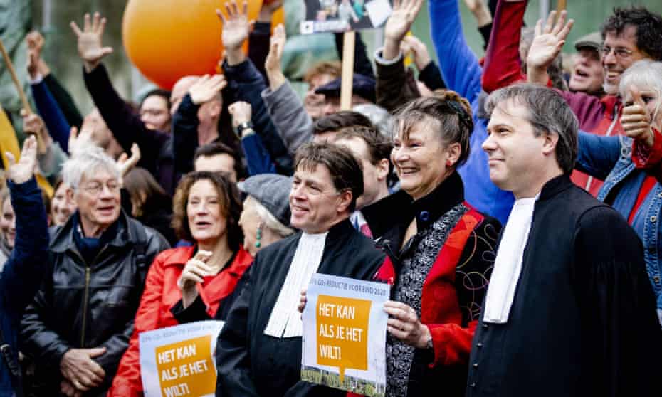 Climate activists outside Dutch supreme court