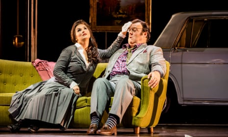 Olga Peretyatko (Norina) and Bryn Terfel in the title role of Don Pasquale at the Royal Opera House. 