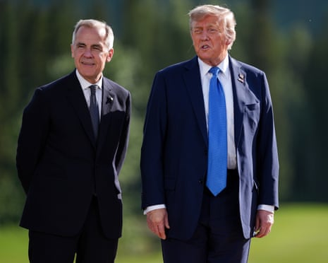 Mark Carney and Donald Trump at the G7 Summit in Kananaskis, Canada, on 16 June.