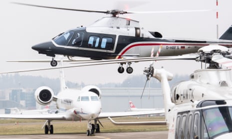 Private aircraft at Zurich airport used to ferry visitors to and from the Davos World Economic Forum