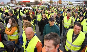 Demonstrators gather at the RN90 road between Albertville and Chambery, in eastern France.
