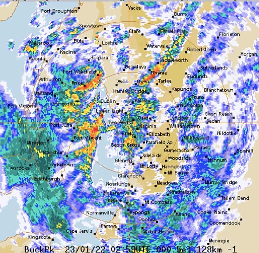 Adelaide's rain radar on Sunday January 23, 2020.