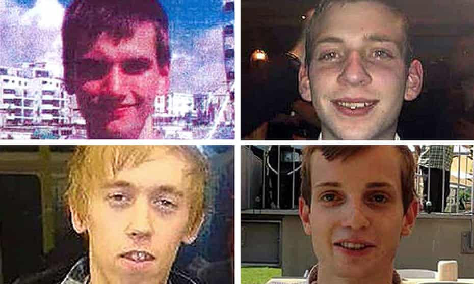 Clockwise from top left: Stephen Port’s victims Daniel Whitworth, Jack Taylor, Gabriel Kovari and Anthony Walgate.
