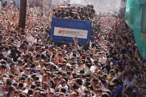 Crowds at La Tomatina in Spain