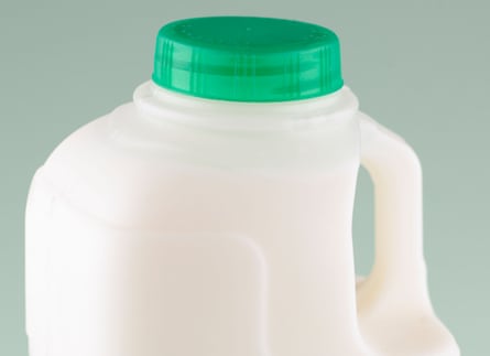 A plastic milk bottle