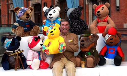 Wogan in 2013 with a collection of Pudsey Bears to be auctioned for Children in Need