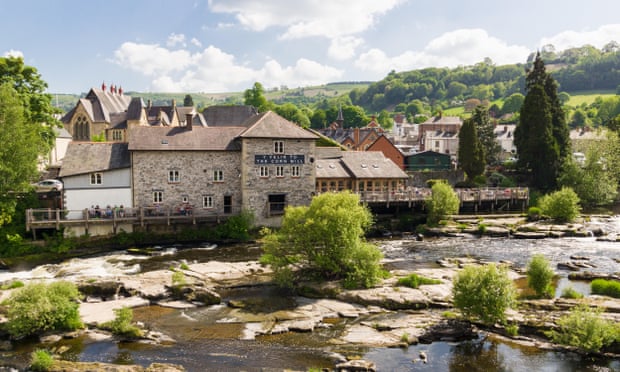 The Corn Mill a waterside pub and restaurant next to the Dee bridge in Llangollen North Wales on the River Dee