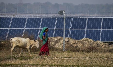 A solar power plant on Karbi tribal land in Assam state, India, February 2022