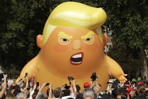 The cartoon baby blimp of Donald Trump in Parliament Square.