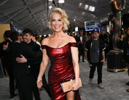 At the Screen Actors Guild Awards in 2024 carrying a cardboard clutch made by her daughter.