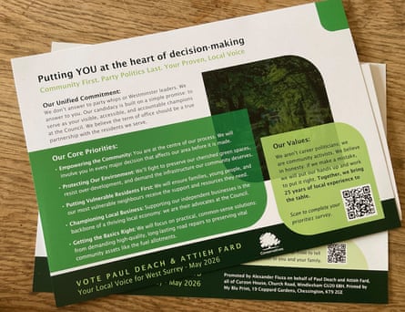 A Conservative party leaflet with green colouring.